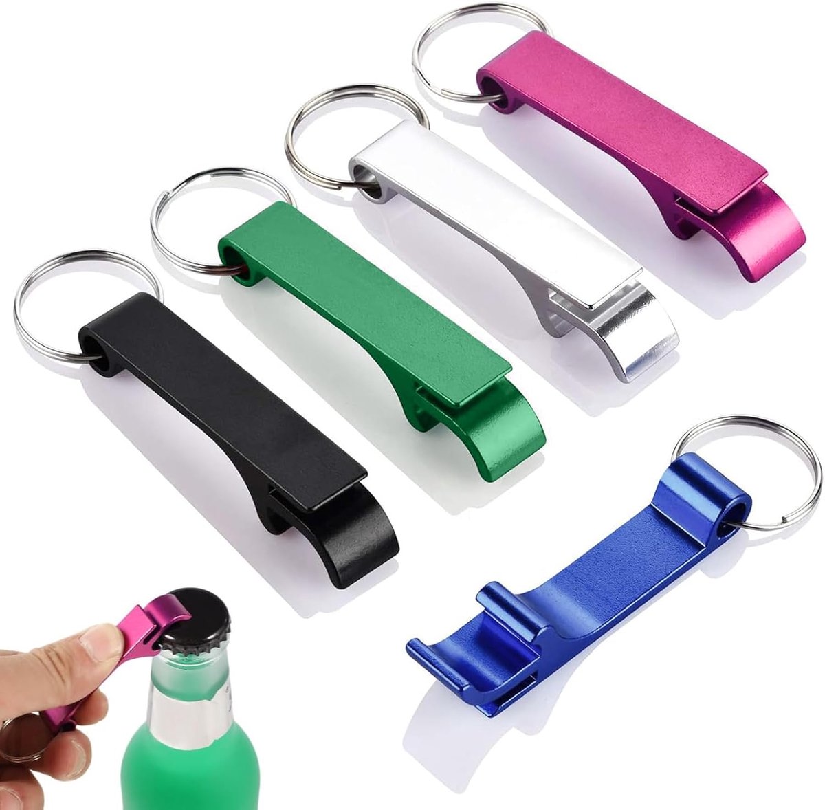 Sleutelhanger flesopener - aluminium - 2-in-1 functie - handig voor feesten - ShopVlot