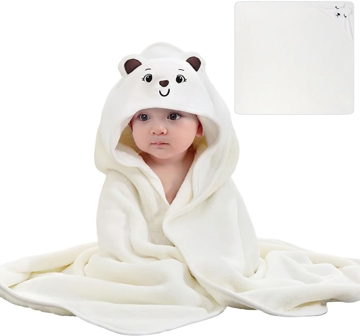 Babybadcape met capuchon - super absorberend koraalpluche - voor baby's 0-3 jaar - ideaal na het badje - ShopVlot