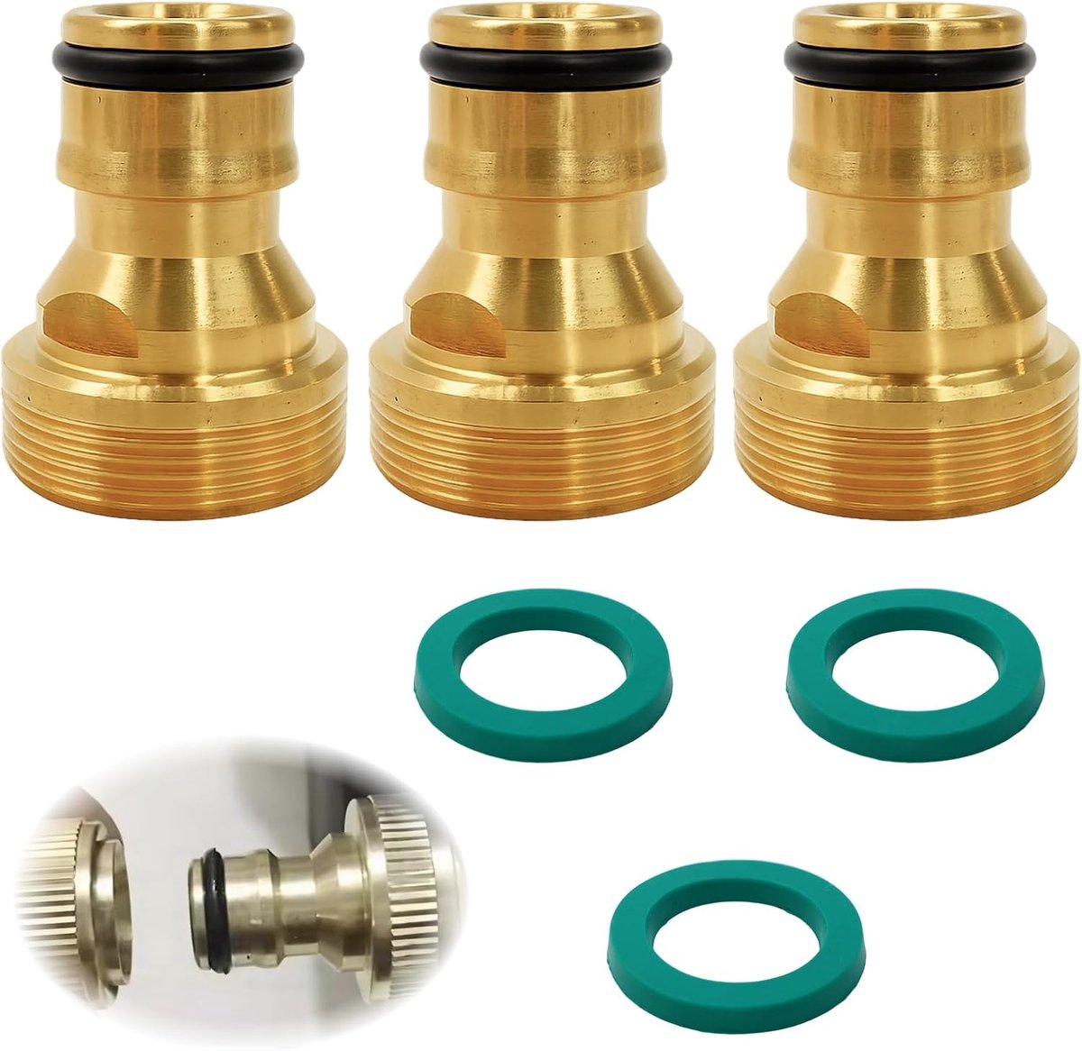 Tapadapter set - M22 naar M24 - robuust koper - stevige waterverbinding - ShopVlot
