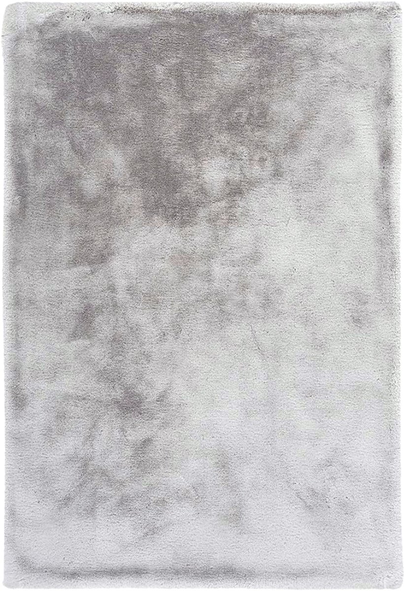 Padiro hoogpolig shaggy vloerkleed 120 x 170 cm - grijs - modern effen design - geschikt voor vloerverwarming - van polyester en katoen