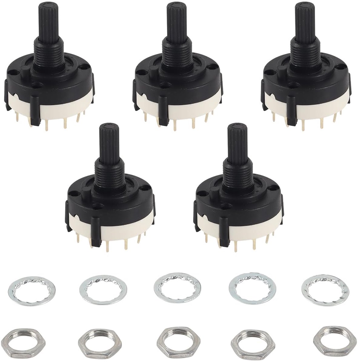 PCB-plug-in-board schakelaar 5 stuks - roterende step-schakelaar - 2 polen, 6 weg - ideaal voor elektronische projecten - ShopVlot