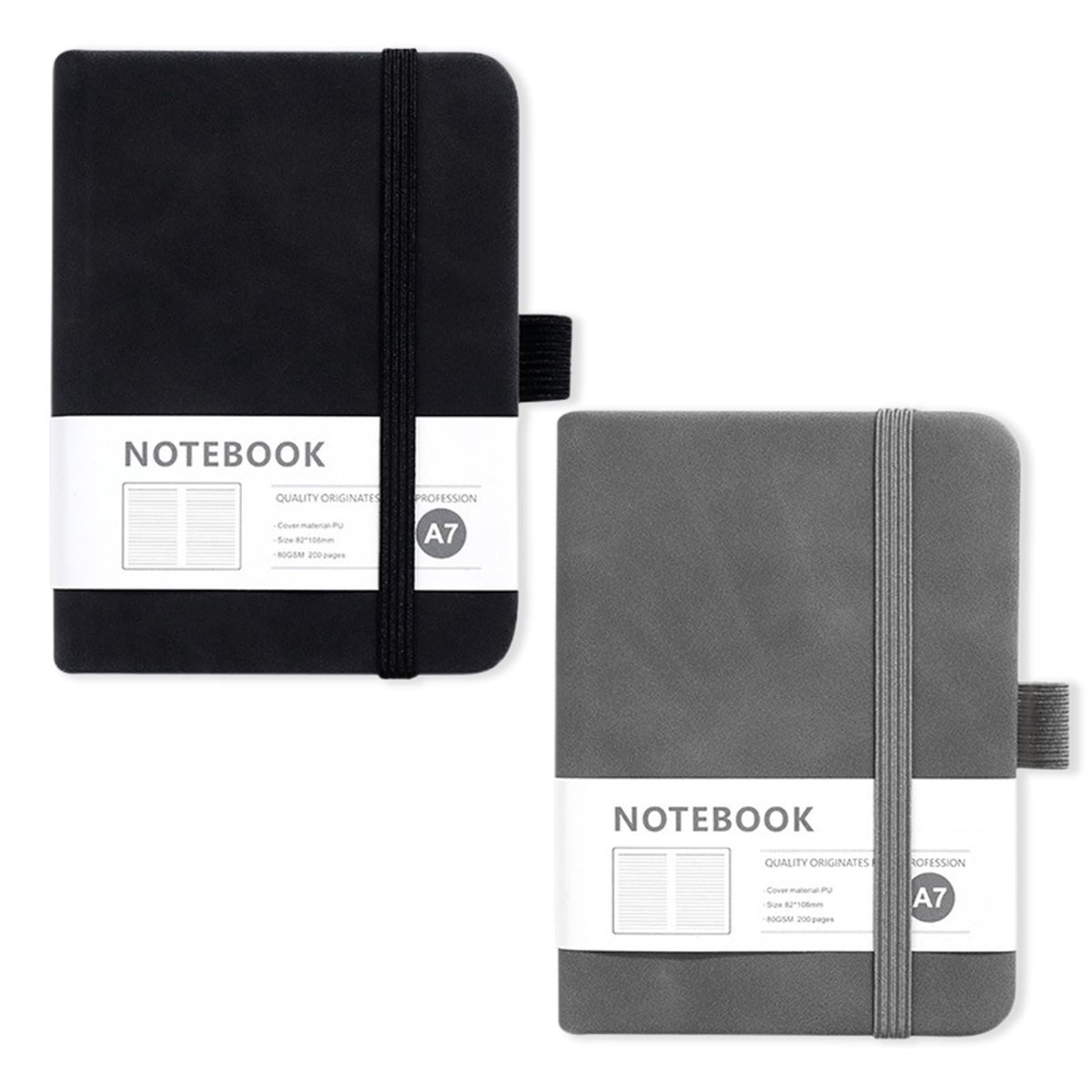 Solidchoice - Set van 2 Mini Notebooks met Elastische Sluiting