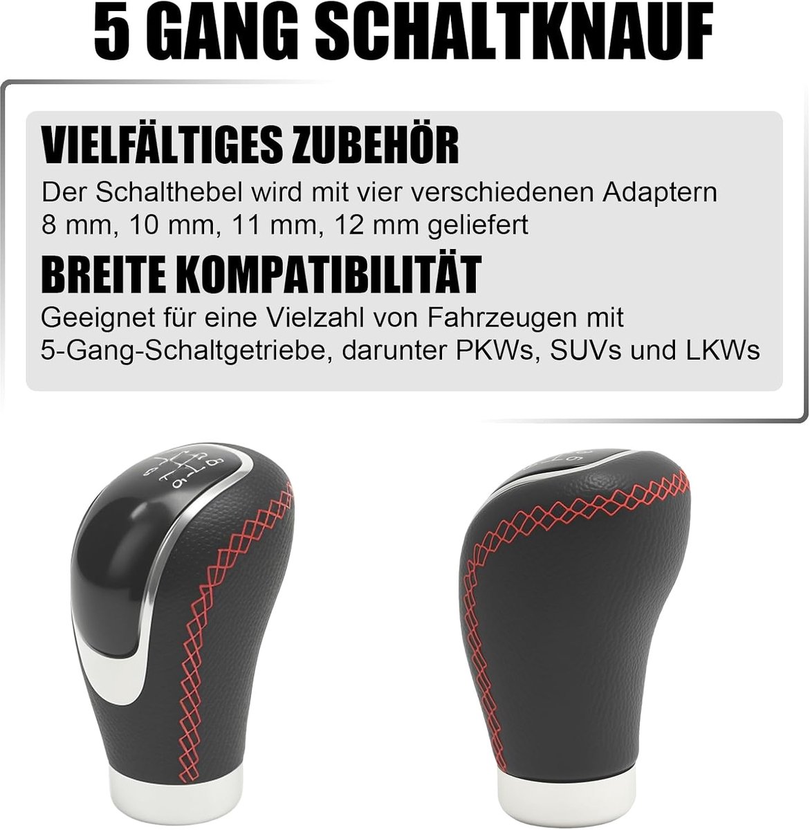 Schakelhendel 5 versnellingen - zwarte sierlijnen - antislip schakelknop - verhoogt rijcomfort - ShopVlot