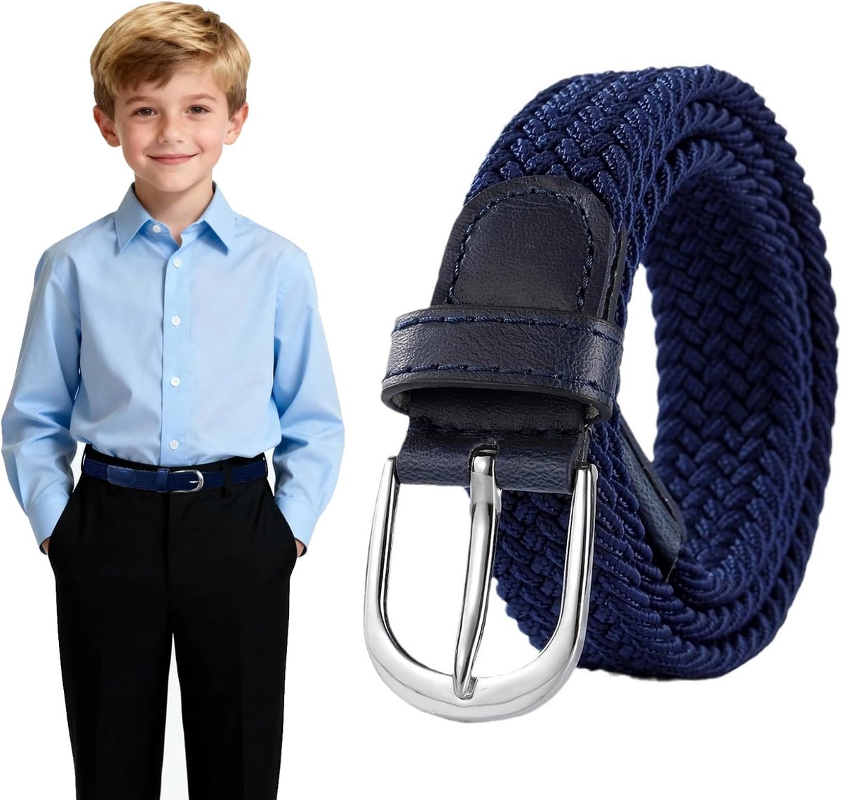 Elastische Kindriem 5-10 Jaar - Verstelbaar - Duurzaam Geweven - Ideaal voor Schooluniforms en Casual Kleding - ShopVlot