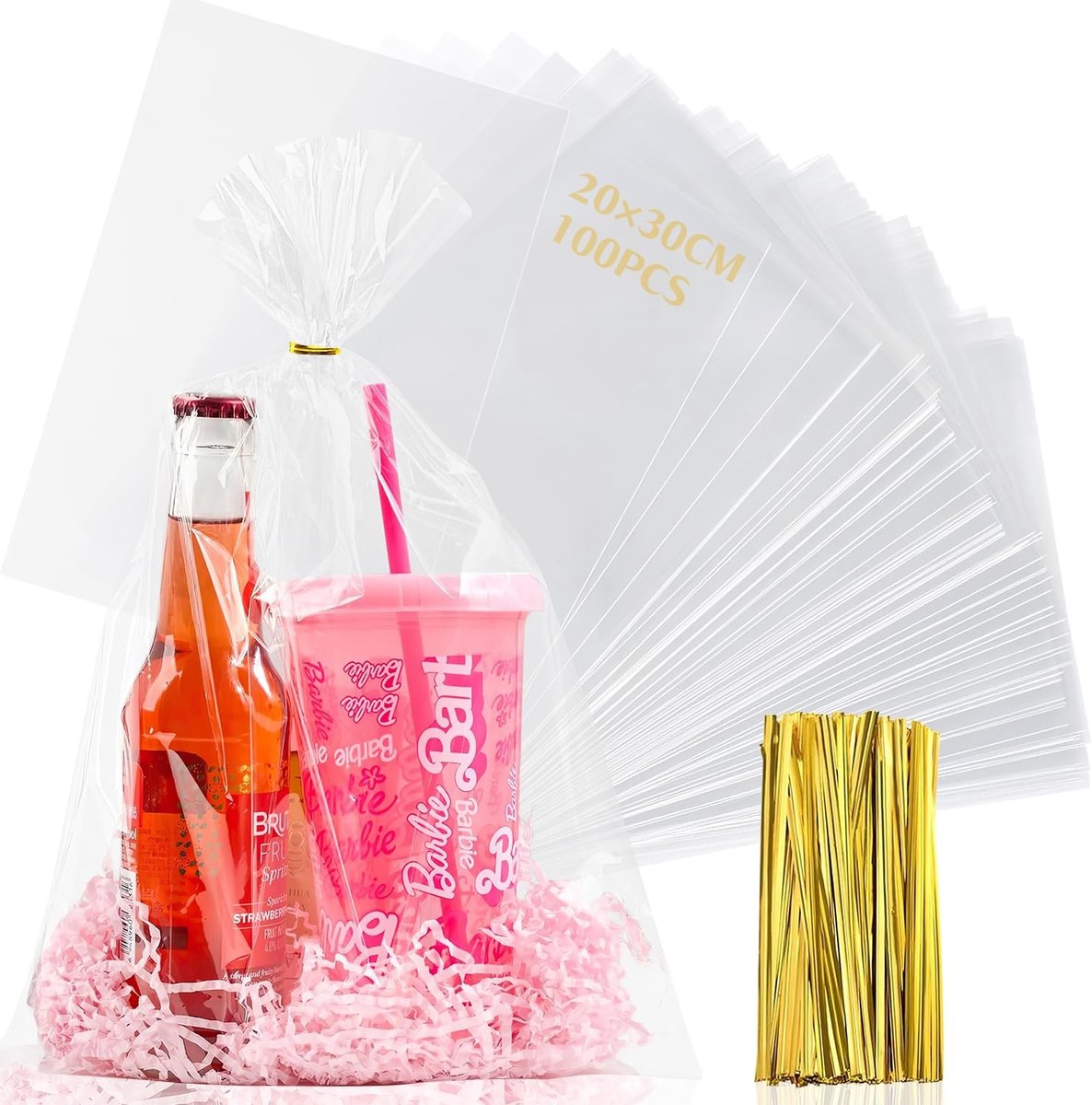 Solidchoice - Set van 100 Transparante Plastic Cellofaanzakjes 7x30 cm