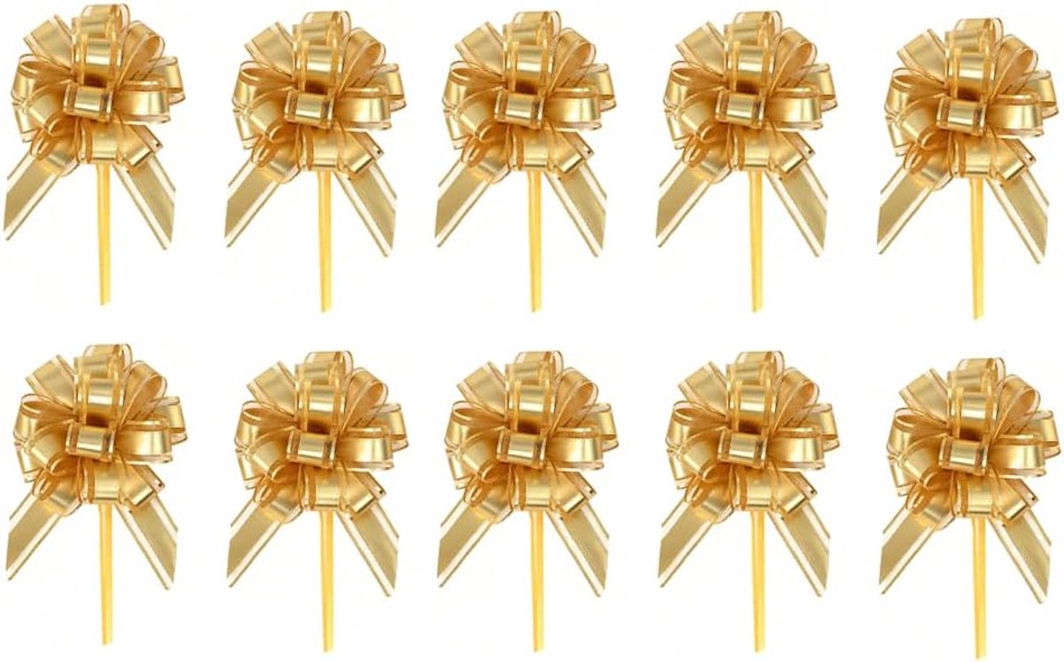 Cadeau strikken set 10 stuks - Gouden cadeaulint - Luxe design - Perfect voor feestelijke gelegenheden - ShopVlot