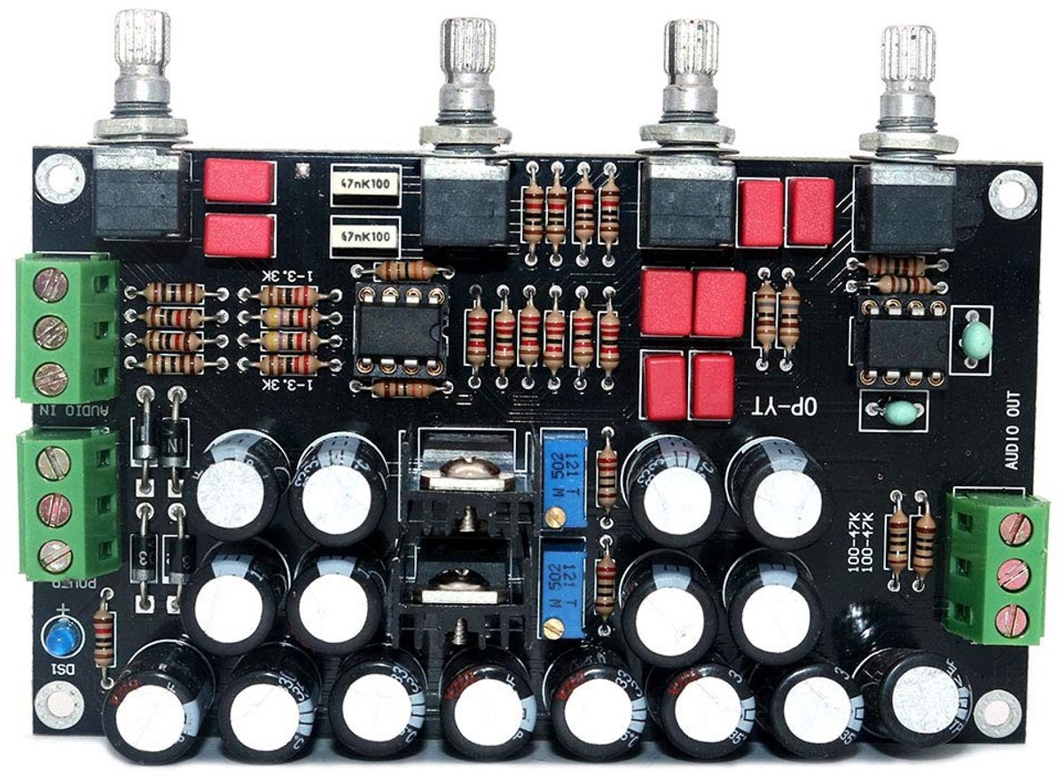 HIFI Voorversterker Geluidskaart met OPA2604 en AD827 - Volume en Toon Controle