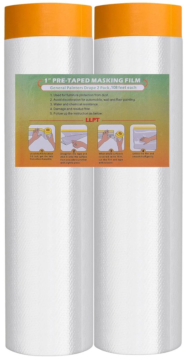 Maskingtape 2 rollen 270 cm x 33 m - Oranje - Automatische bescherming tegen stof - Ideaal voor schilderwerk - ShopVlot