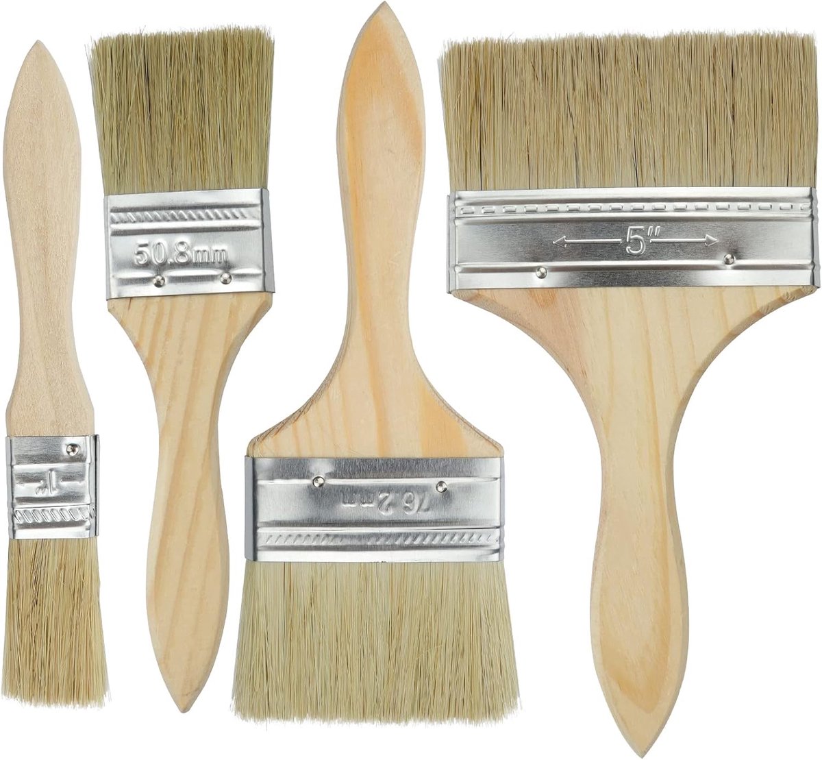 Verfkwasten set 4 platte borstels - nylon - voor schilderen en knutselen - geschikt voor muren en meubels - ShopVlot