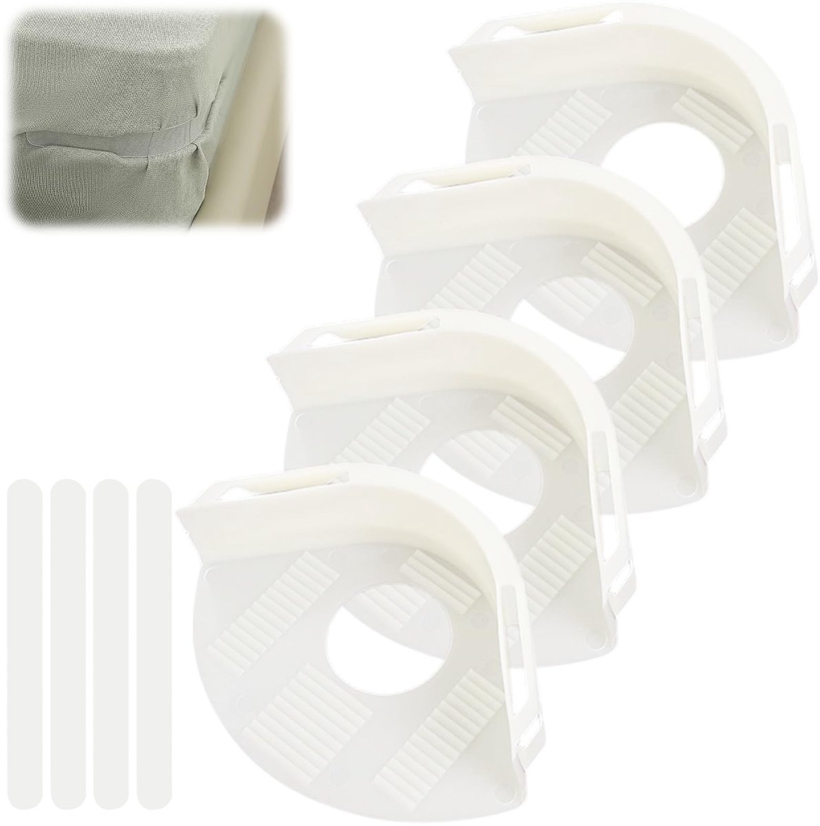 Solidchoice - 4 Stuks Bedlaken Bevestigingsclips met Vergrendelstrips