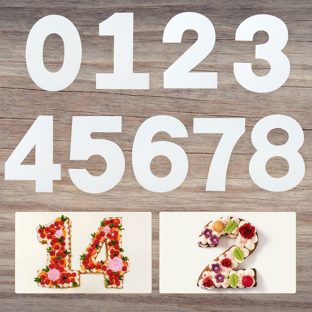 Solidchoice - Set van 9 Plastic Cake Stencils met Cijfers 0-8 voor Decoratie