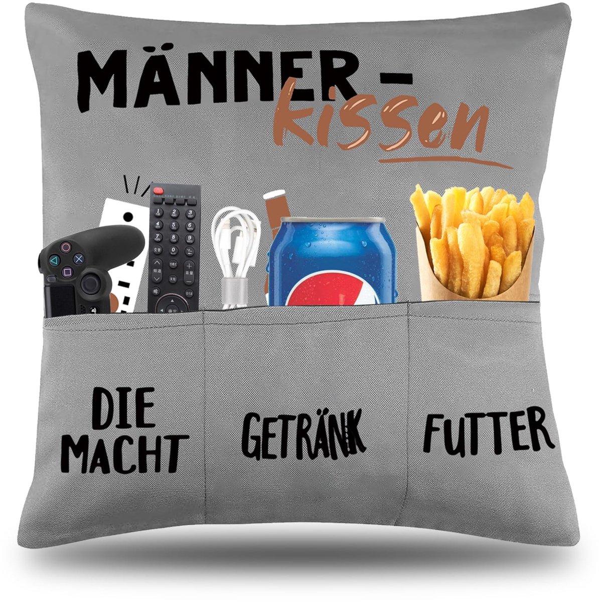 Solidchoice - Kussen voor Mannen met 3 Compartimenten voor Snacks en Drank