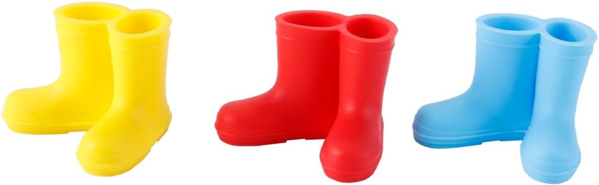 Tandenborstelhouder voor regenlaarzen - Silicoon - 3-pack in geel, blauw en rood - Organiser voor thuis en kantoor - ShopVlot