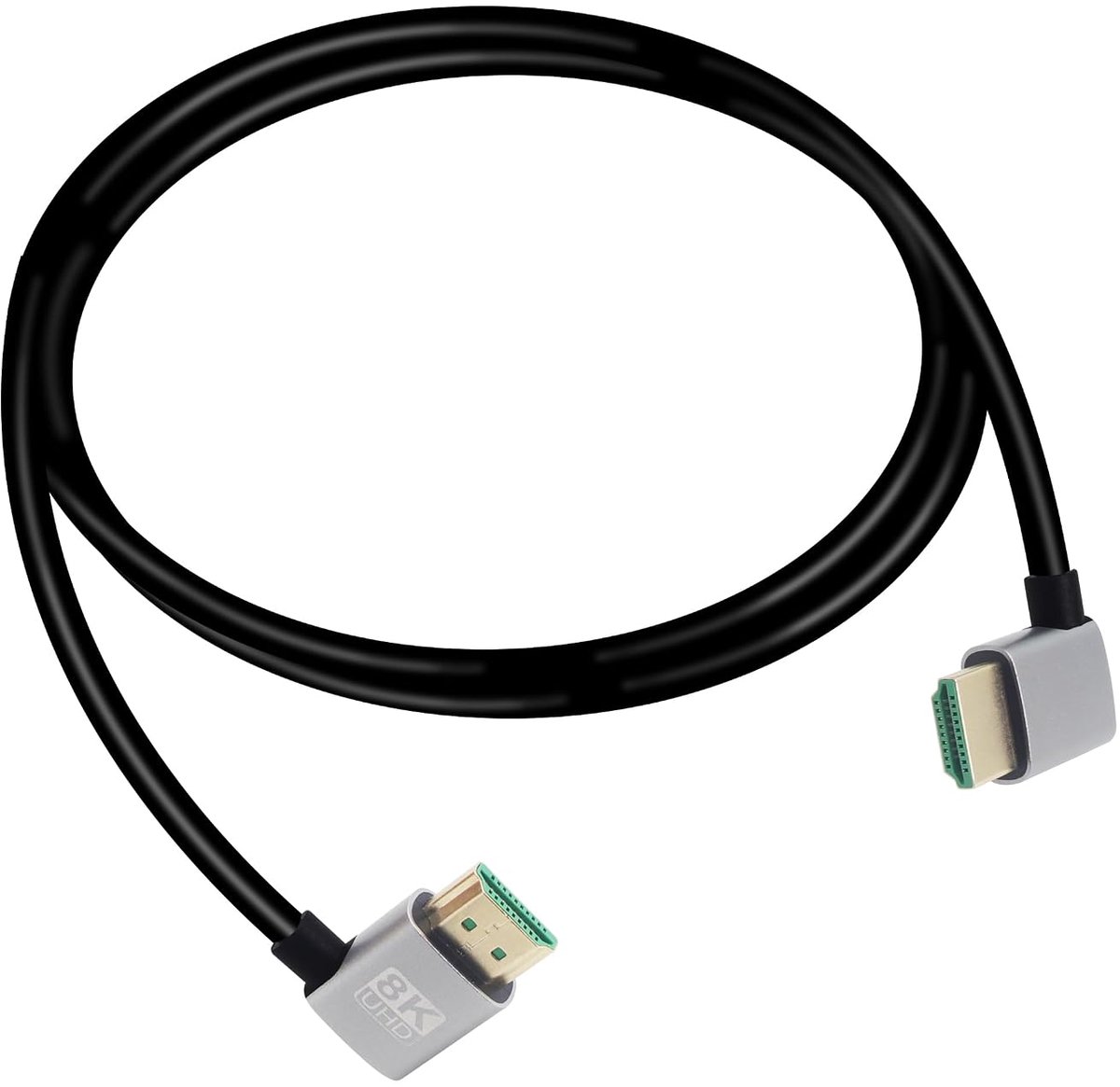 90 Degree Right Angle HDMI Plug to 90 Degree Right Angle HDMI Plug, 18Gbps High Speed 2.1 Extension Coil Cable - ShopVlot