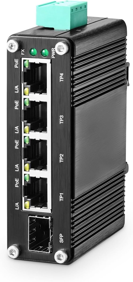 MokerLink 5 Port Gigabit Industrial Solar Battery UPS PoE Switch, Input DC9V-54V to Output DC48V, IEEE802.3af/at PoE - ShopVlot