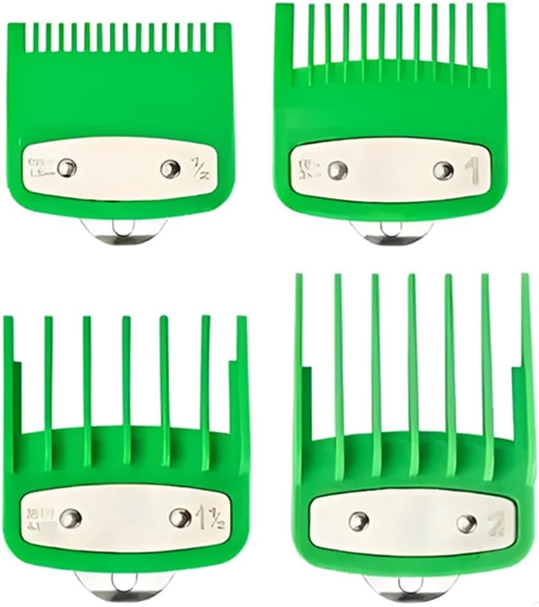4 stuks tondeuse, kammen, geleidingskam, 1,5 mm, 3 mm, 4,5 mm, 6 mm, voor tondeuse (groen, D) - ShopVlot