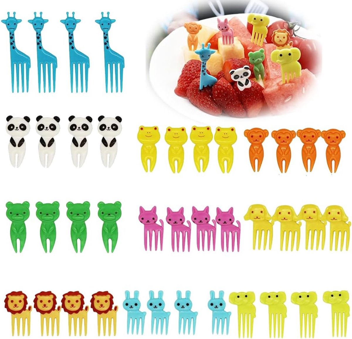 40pcs mini cartoon bento fruit forks toothpicks for kids food cake picks bento accessories cute mini skewers - ShopVlot