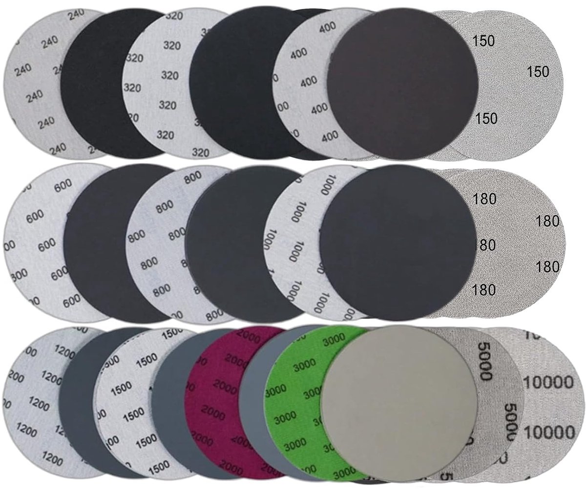 70 stuks schuurpapier 75 mm klittenband set 150/180/240/320/400/600/800/1000/1200/1500/2000/3000/5000/10000, schuurpad - ShopVlot