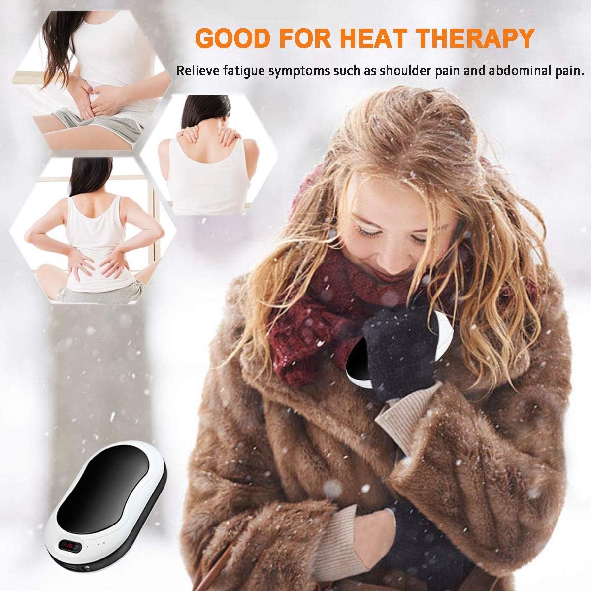 Oplaadbare handwarmer met digitaal display en 3 verwarmingsmodi – draagbare elektrische handwarmer – dubbelzijdige verwarming – voor kamperen, wandelen – wintercadeau. — cadeau in Gadgets - foto 2
