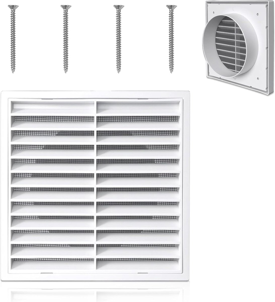 Ø100 mm ventilatierooster, 140 x 140 mm, afsluitbaar ventilatierooster, corrosiebestendig buitenrooster - ShopVlot