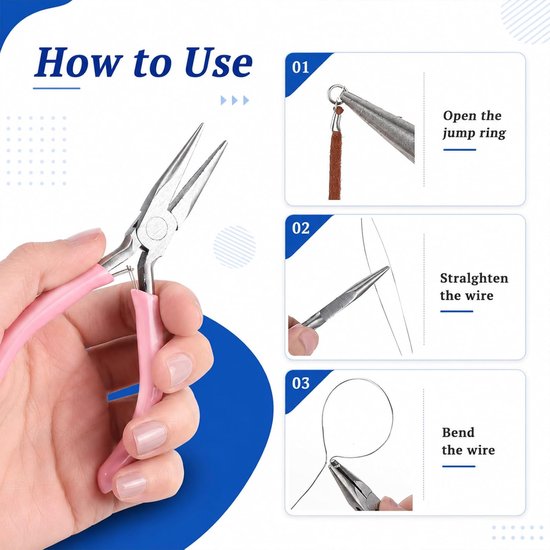 Pink Jewelry Pliers, Point Pliers, Chain Pliers, Jewelry Making Pliers, Wire Cutter, Jewelry Repair - ShopVlot — afbeelding 3