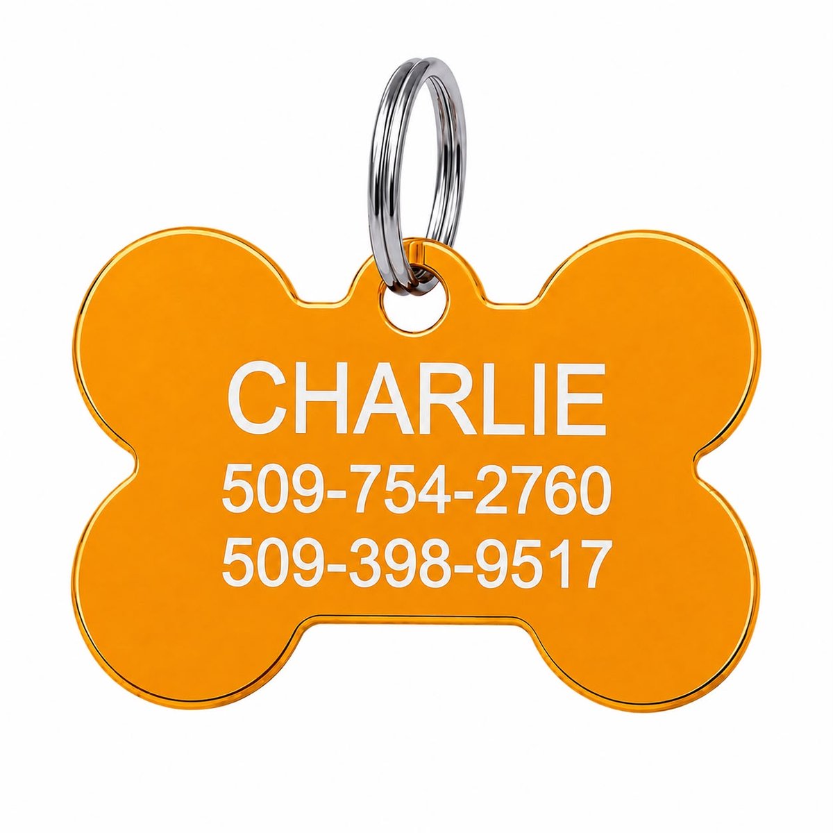 Hondenpenning Hondenbotje inclusief graveren | Hondenbotje Graveren | Aluminium Hondenpenning | Oranje Geel | Petshop Seven®