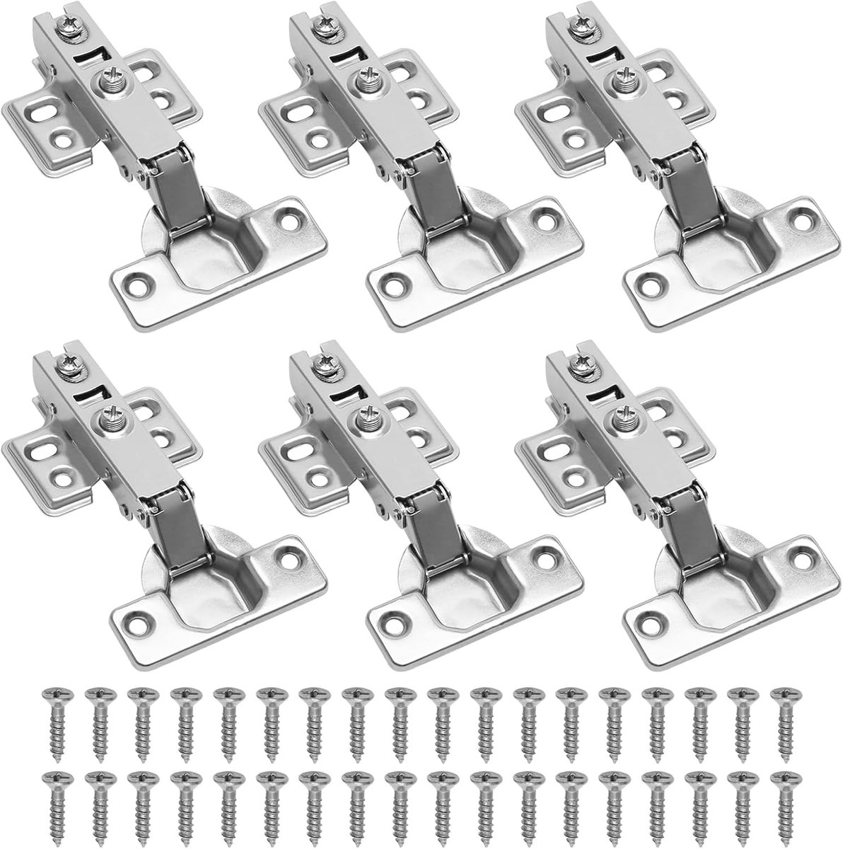 6 Pcs Kitchen Cabinet Hinges, Cabinet Hinges, Soft Closure, Full Overlay Damper with Screws, Hidden Hinge Insert for - ShopVlot