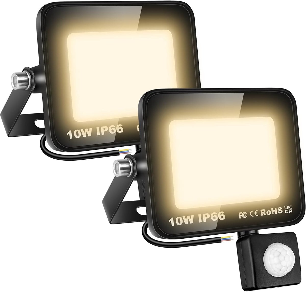 SKYWORLD LED Spotlight with Motion Sensor, 10 W, Warm White, Motion Sensor, IP66, Spotlight with Motion Detector for - ShopVlot