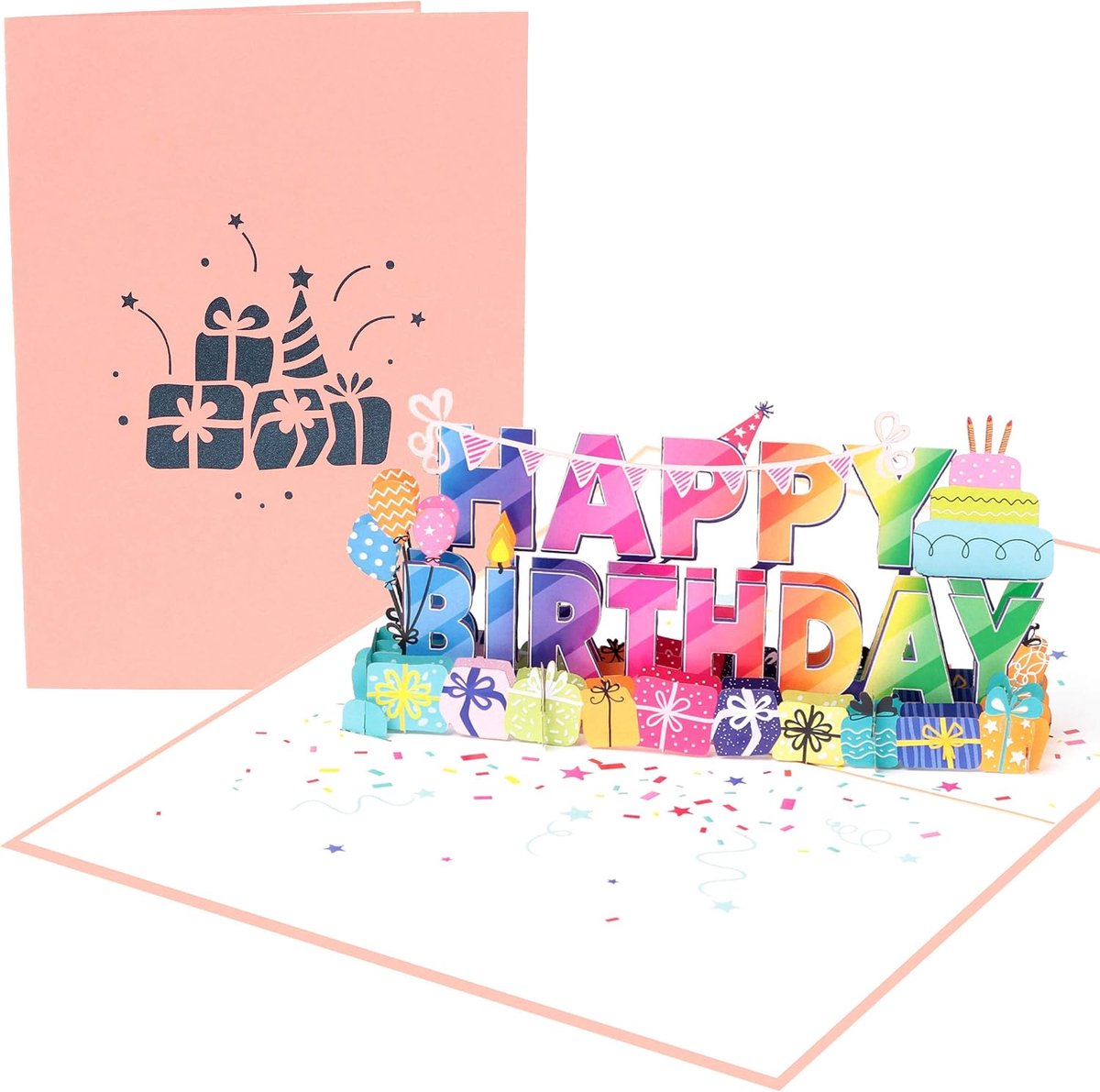 PopLife 3D Pop Up Card - Large Happy Birthday Sign, B-Day Message, Surprise Card - ShopVlot