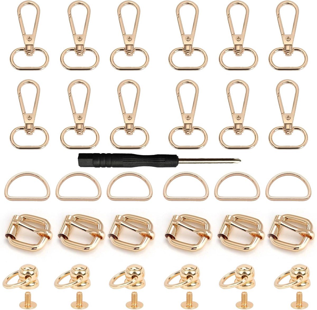 30pcs Bag Making Hardware Kit, Sliding Buckles, Metal D-Rings, Sliding Buckle, Metal D Rings, Studs Rivets - ShopVlot