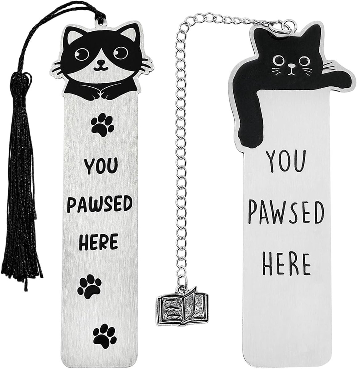 2pcs of cat bookmarks, cute black and white contrast animal bookmarks, book accessories, gifts for reading lovers. - ShopVlot