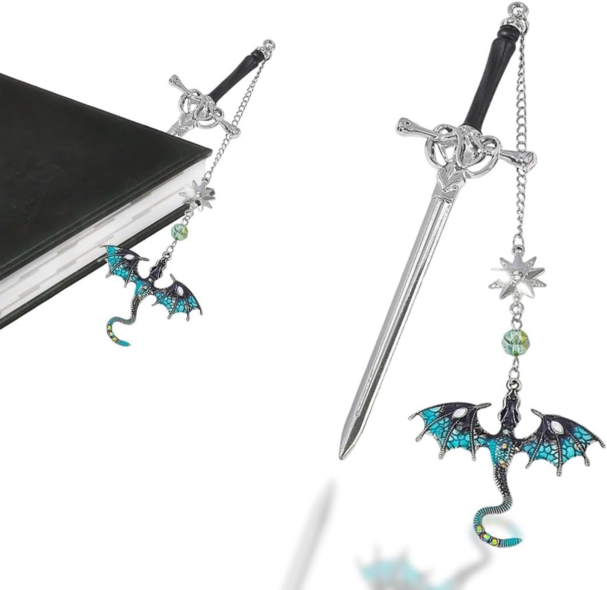 Sword Bookmark, Sword Bookmark with Crystal Pendant, Metal Bookmark, Sword, Personalized Bookmark, Gifts for Reading - ShopVlot