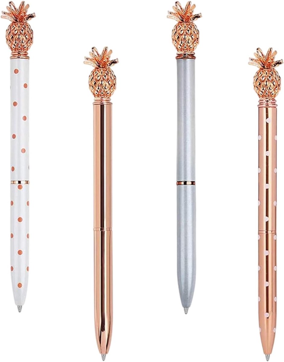 6 Pcs Pineapple Ballpoint Pen, Metal Ballpoint Pen with Cute Design, Smooth Tip for Smooth Writing, Pineapple - ShopVlot