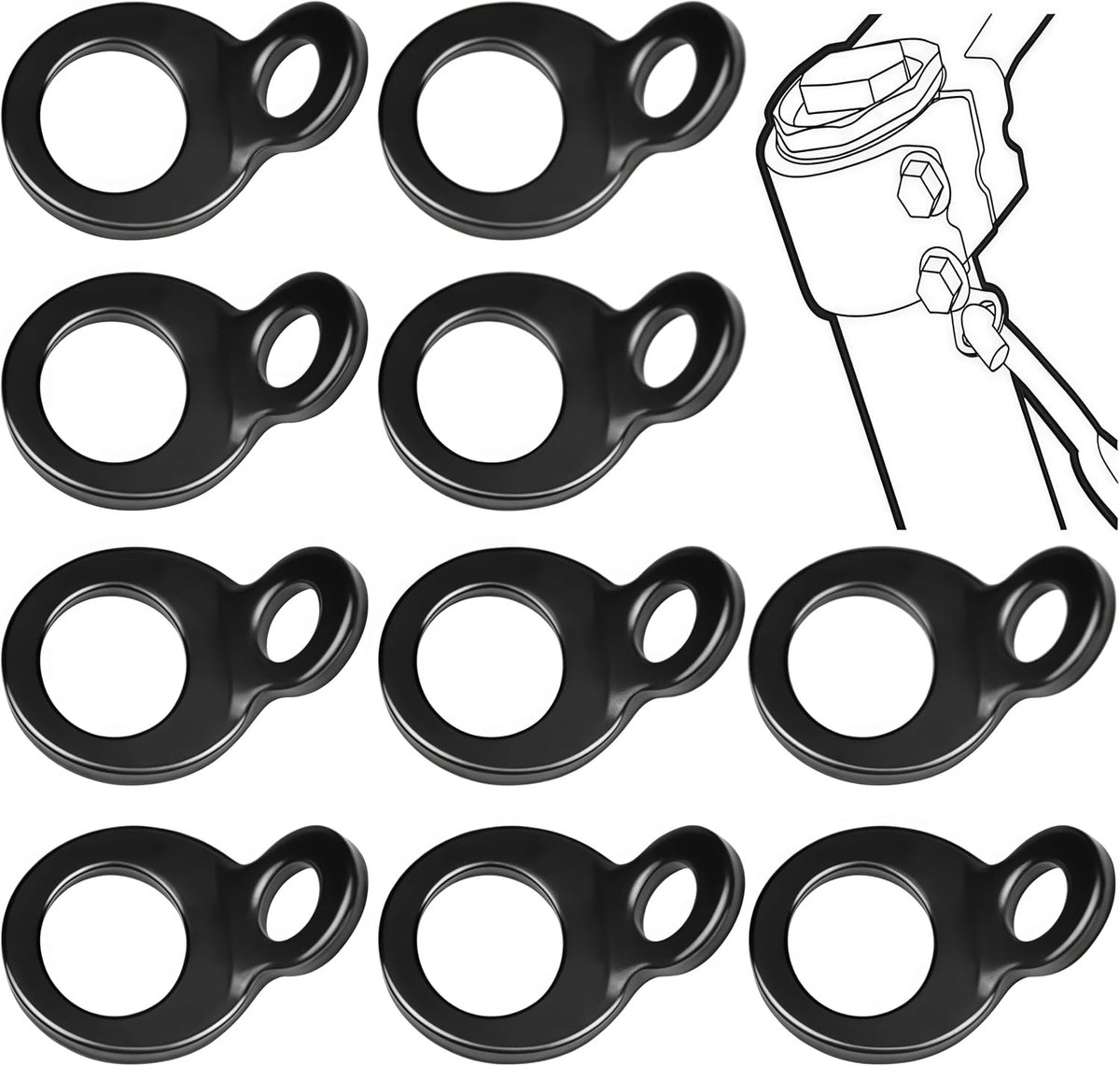 Anchor with Screws Anchor Ring with O-Ring for Mounting in Garage, Trailer, Truck, Workshop, Golf Cart, Pack of 10 - ShopVlot