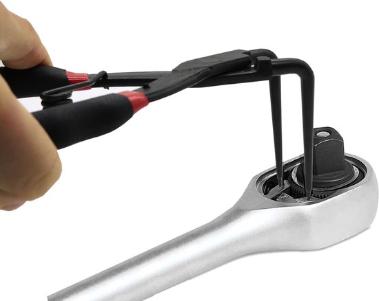 190mm Spring Ring Vocals, Security Ring Pliers, Long Point Pliers, 90 Degree Curved, Seegering Pliers, Internal Master - ShopVlot — afbeelding 4