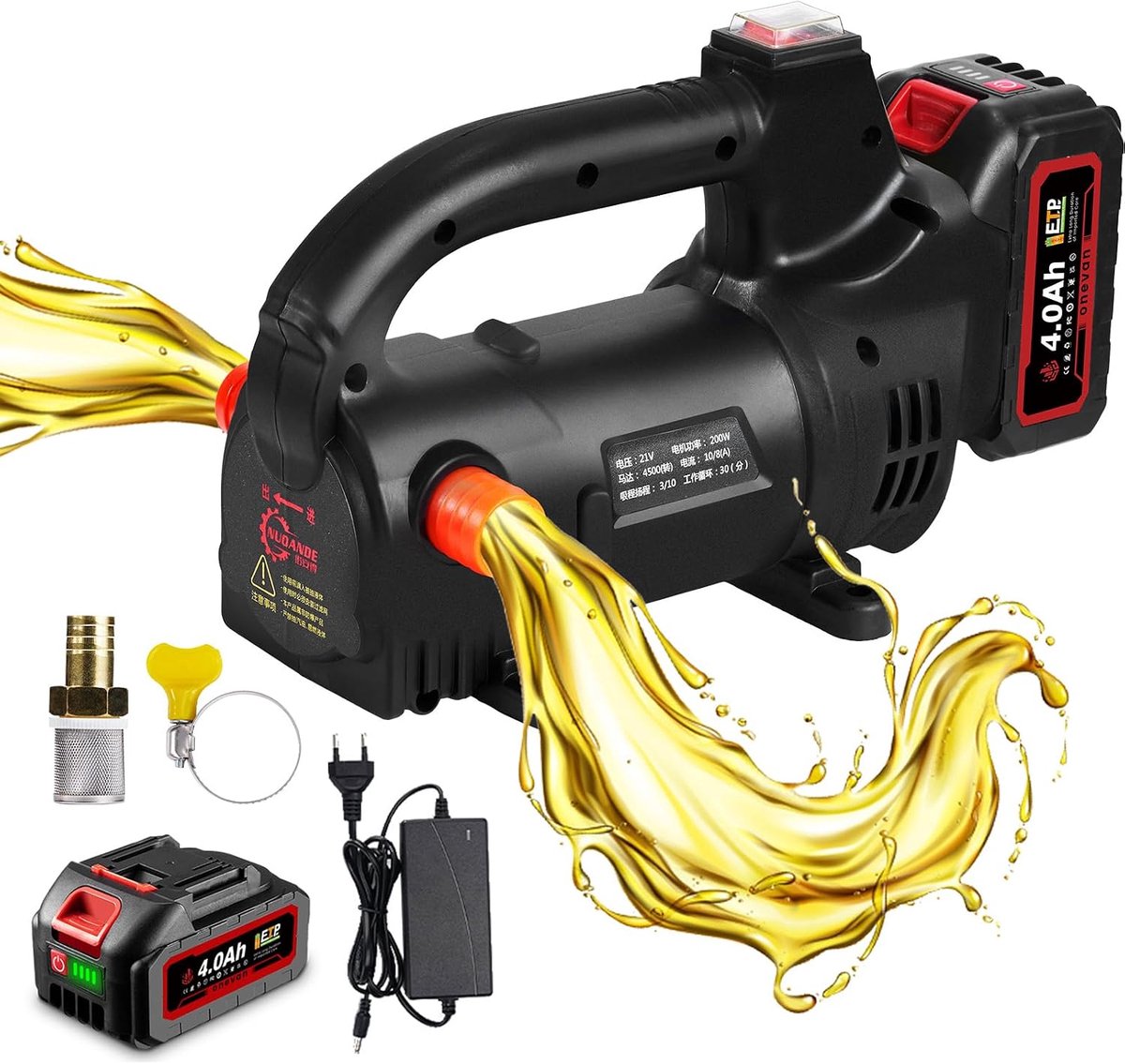 ONEVAN Water Transfer Pump, Portable Electric Multi-Function Pump with 120 VAC or 20 VDC, 4.0 Ah, 325 GPH, 11 m - ShopVlot