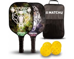 MATCHU - Pickleball Set with 2 Rackets, 4 Balls and Handy Carry Bag - 100% Carbon - 19.5 × 1.5 × 40 cm - ShopVlot