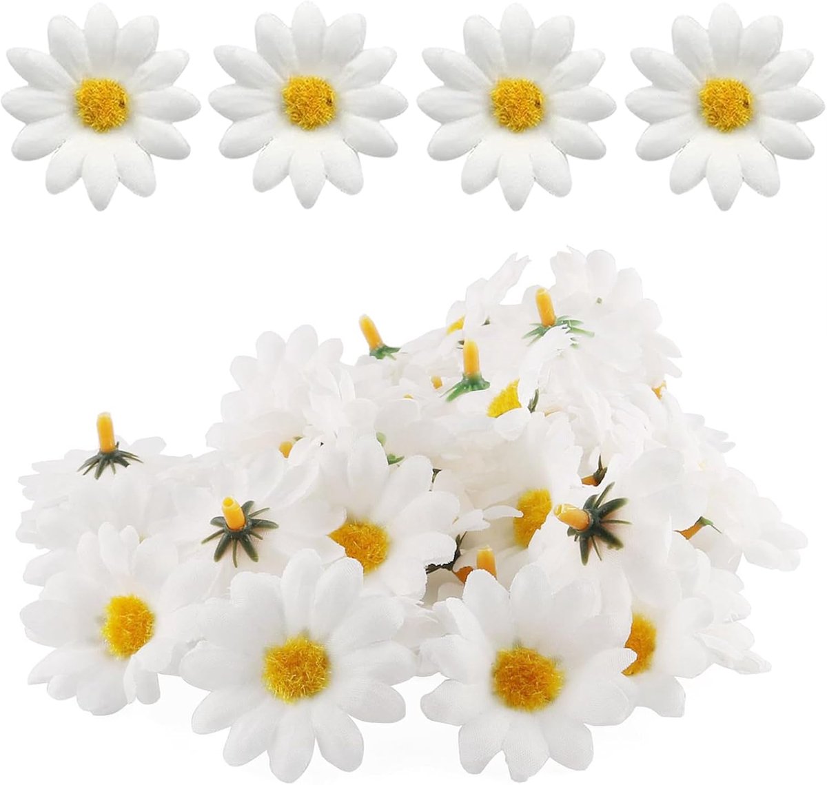 100 stuks zijden madeliefjesdecoratie, kunstbloemen om te knutselen, miniatuur madeliefjes, kunstbloemen voor - ShopVlot