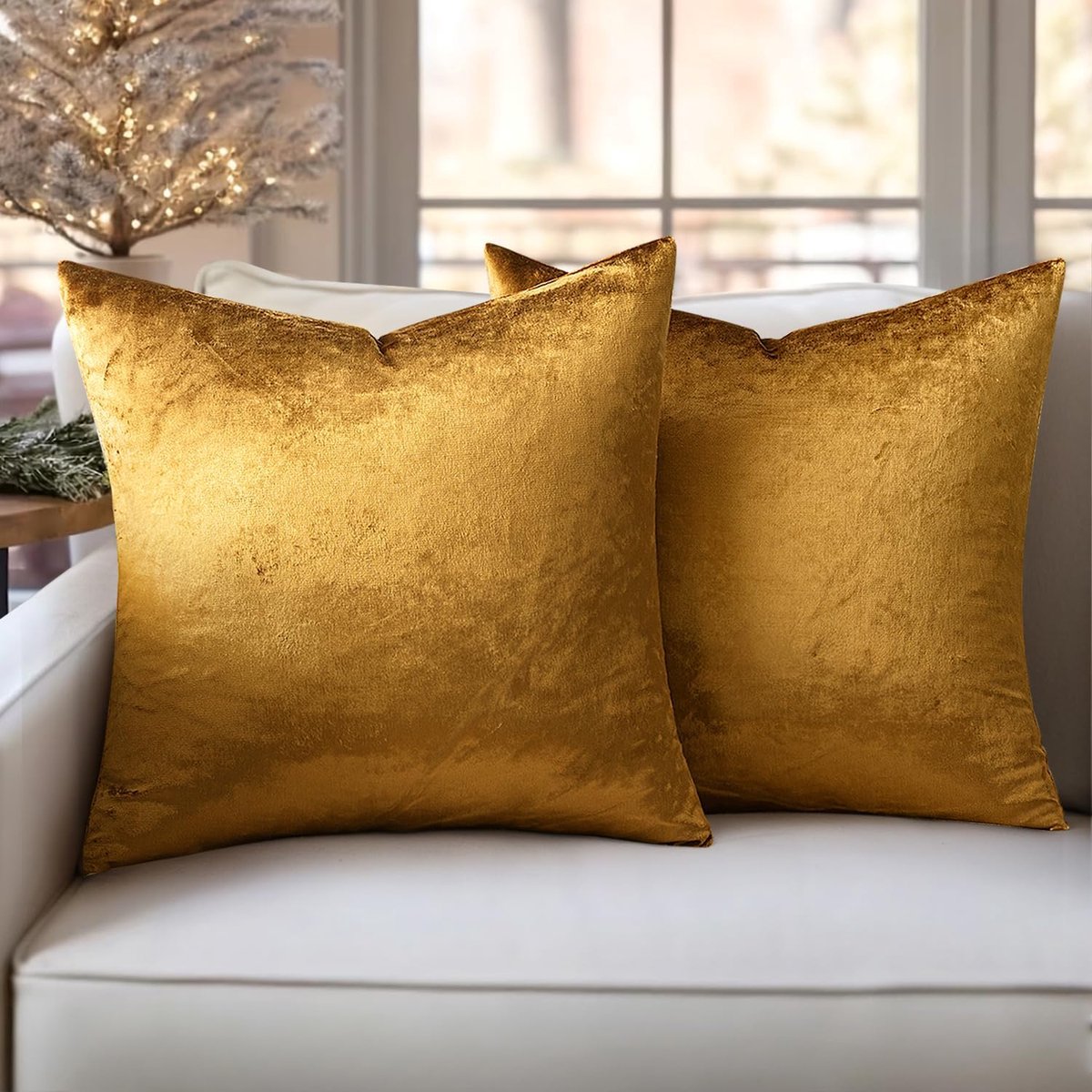 Set of 2 Velvet Cushion Covers Home Solid Decorative Throw Pillow Case Covers 20x20 Inch 50x50cm Soft Square Throw - ShopVlot