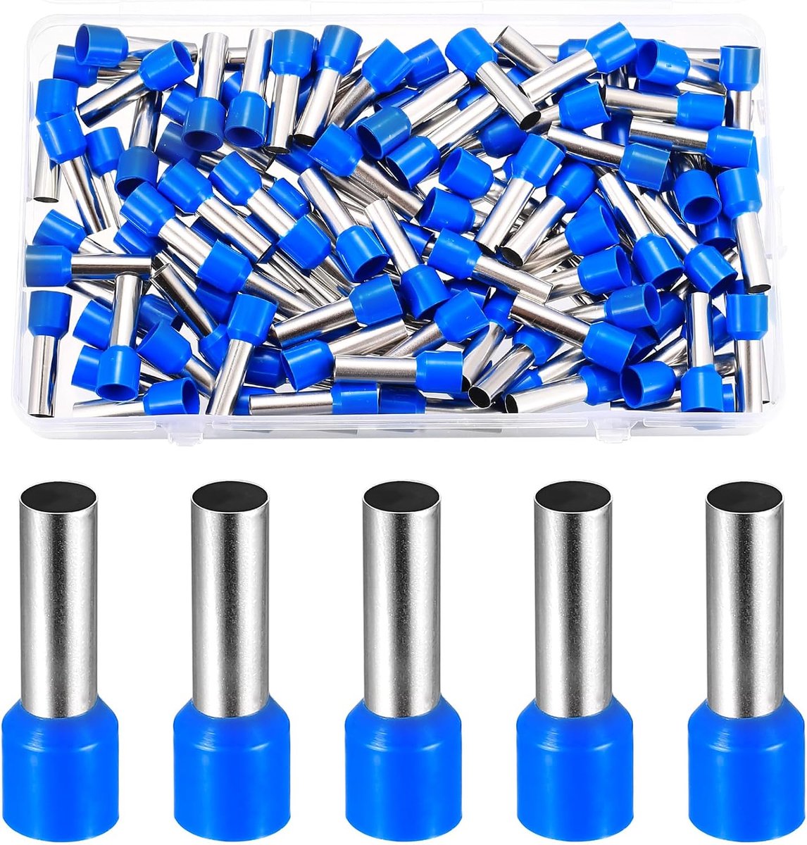 Image of 110pcs Ferrules 16mm² x 18mm, Blue Ferrules Set, Binder 16mm², Insulated Cable Lugs Set, Ferrules for Wire Connection - ShopVlot