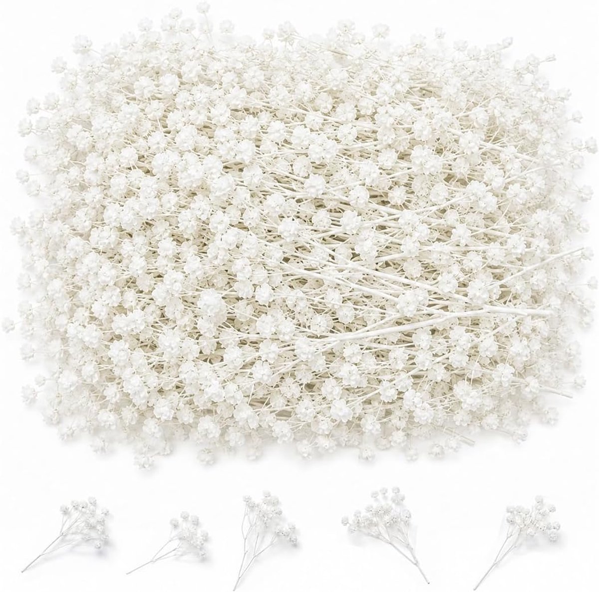 Gedroogde mist (100 stuks) – wit, witte schacht, standaardmaat, voor harshandwerk en bruiloftsdecoratie - ShopVlot