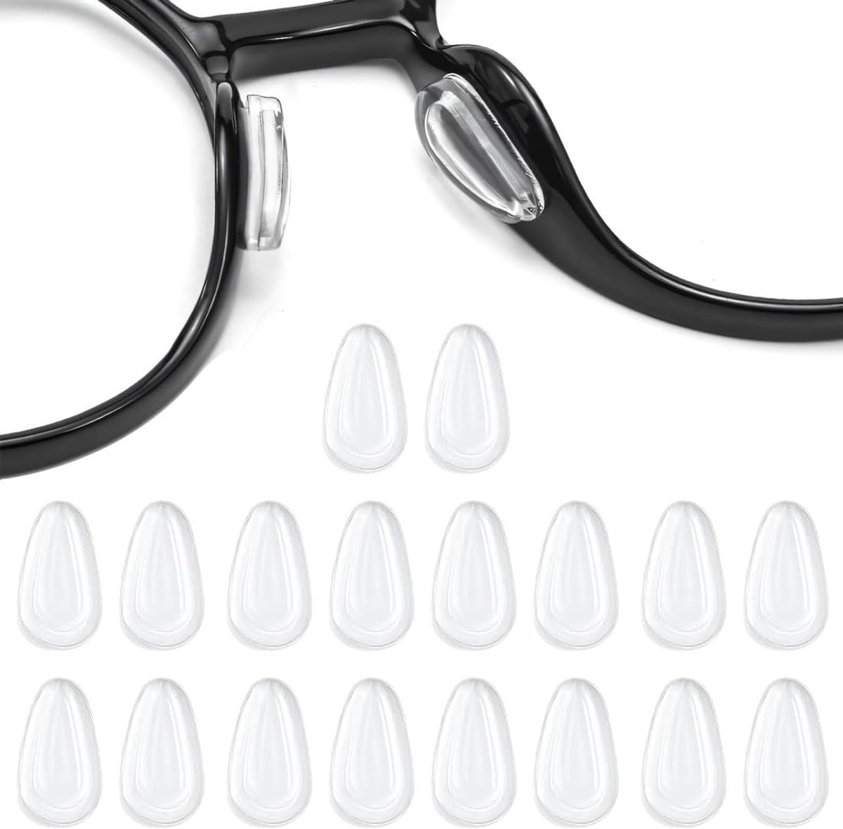 Antislip bril, 20 stuks, transparant, wit, neuspads van siliconen, bescherming voor brillen en zonnebrillen - ShopVlot