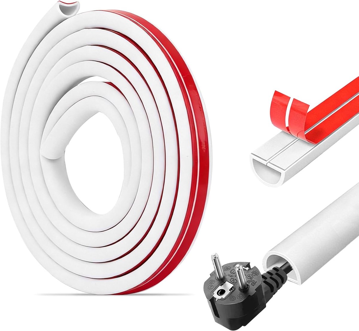 Cable Tray Self Adhesive PVC Flexible Semicircular Cable Strip Wall and Ceiling Can Be Cut to Size Cable Tray White to - ShopVlot