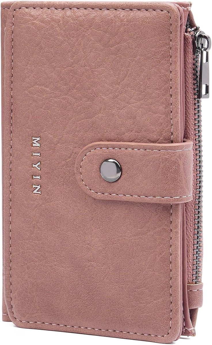 GOIACII Opvouwbare RFID-portemonnee voor dames met kaartvakken en muntvak, A04 Roze, S, Minimalistisch - ShopVlot