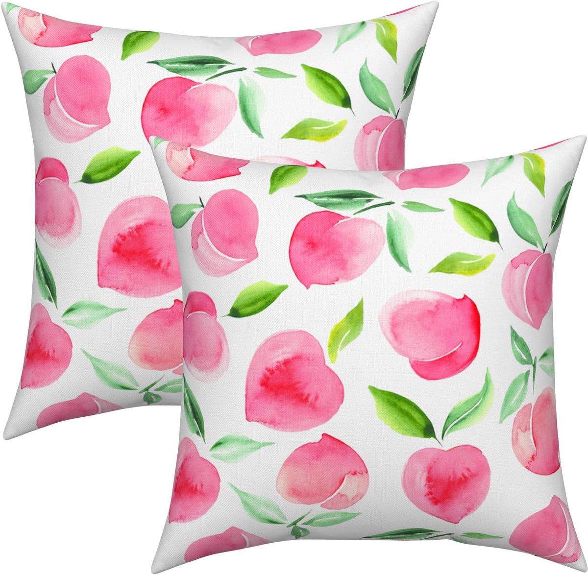 Kussenslopen, 40 x 40 cm, schattige perzik, zomer, vruchten, decoratieve kussenslopen met verborgen ritssluiting, set - ShopVlot
