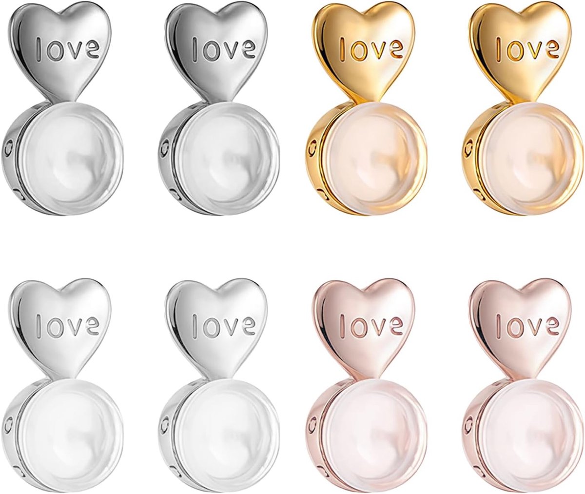 4 paar oorbellifters hartvormige siliconen, Love oorbelsluitingen, siliconen hart oorbellifters voor hangende oren - ShopVlot