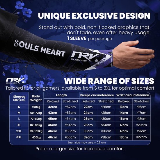 NRV Gaming Compression Cuff - SoulsHeart 2026 Edition - Gaming Sleeve eSport Anti-friction - ShopVlot — afbeelding 3