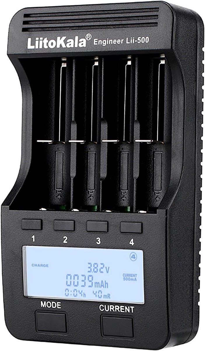 LiitoKala 500 18650 4 Slot LCD Display Fast Battery Charger Smart Universal Charger for 26650 26700 21700 AA AAA - ShopVlot