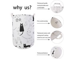 LessMo 2 Pcs 7 Inch Laundry Basket, Foldable Storage Basket with Easy Carry Handles, Waterproof, Round Cotton Linen - ShopVlot