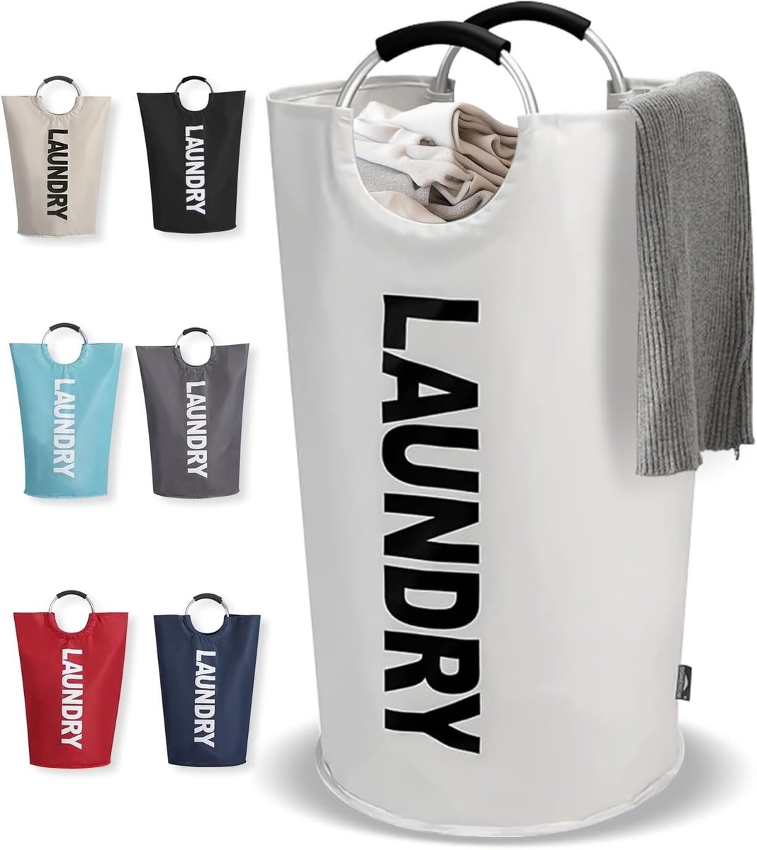 Large Foldable Laundry Basket, Waterproof Oxford Fabric Laundry Basket with Soft Grip, Freestanding Laundry Basket for - ShopVlot